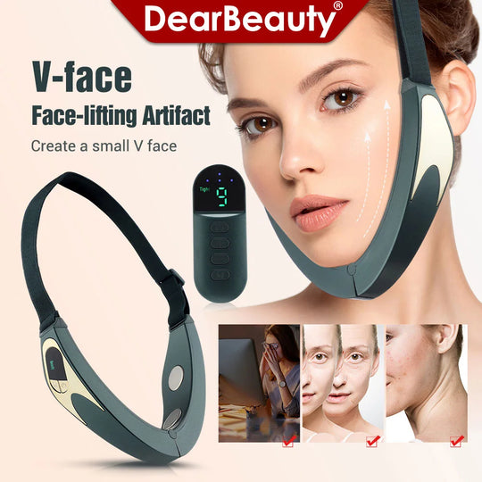 EMS V-Line Lift Belt & Facial Slimming Massager: Microcurrent & Heating Double Chin Remover and Jawline Sculpting Device