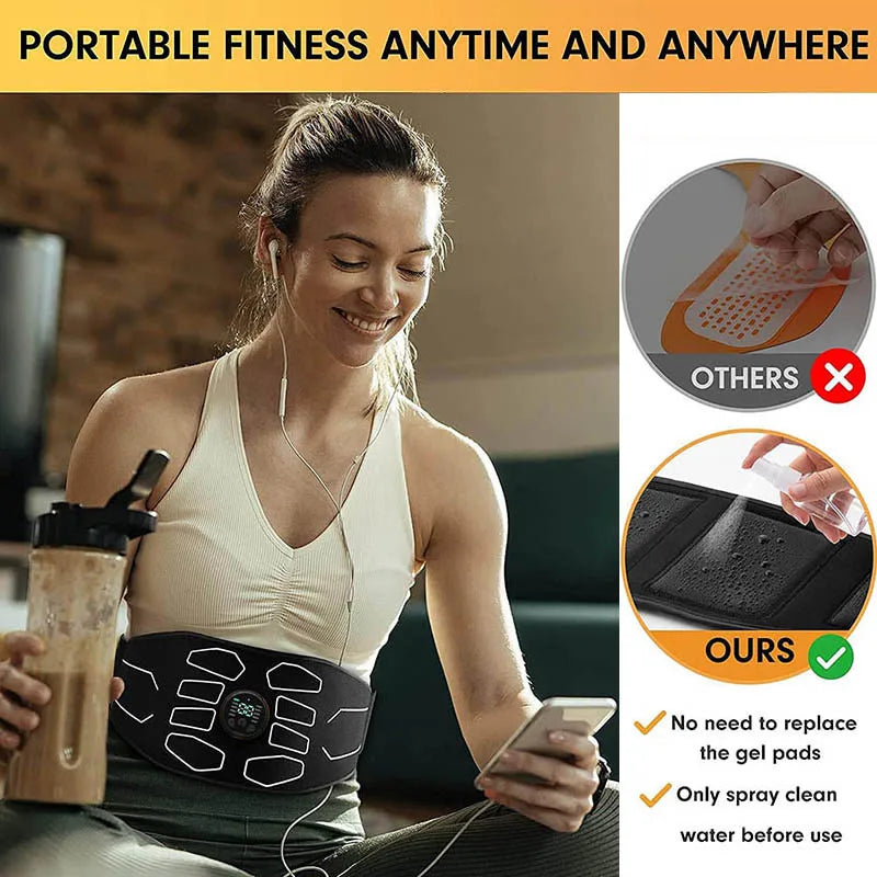 Electronic Abdominal Toning Belt: Abs Muscle Stimulator and Waist Trimmer - Fitness Massager for Body Slimming and Weight Loss