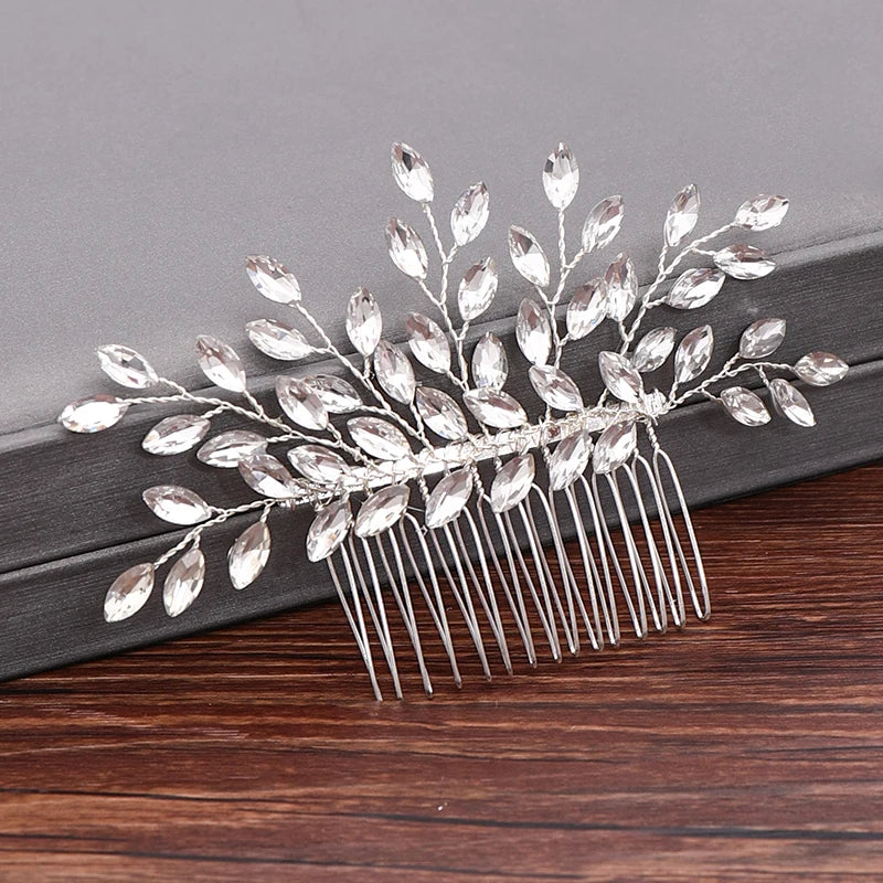 Wedding Hair Combs Bridal Hair Accessories For Women Hair Jewelry Silver Color Pearl Rhinestone Head Jewelry Women Accessories