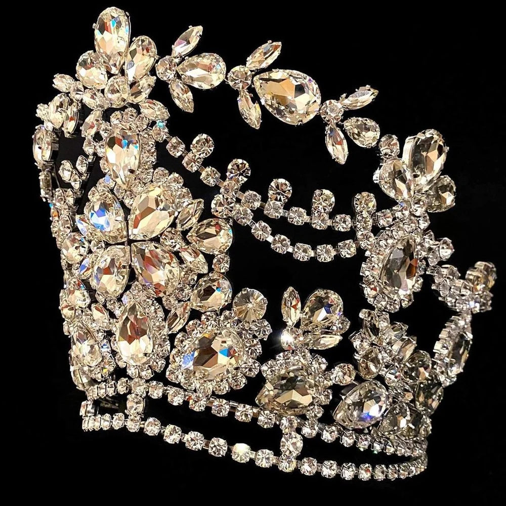 Stonefans Ins Exaggerated Large Rhinestone Crown Headpiece for Women Luxury Jewelry Bling Bridal Tiara Crown Hair Accessories