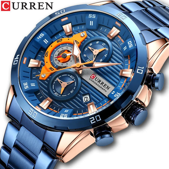 "CURREN New Men's Chronograph Watch - Sport Casual, Stainless Steel, Luminous Wristwatch, Creative Quartz Design"