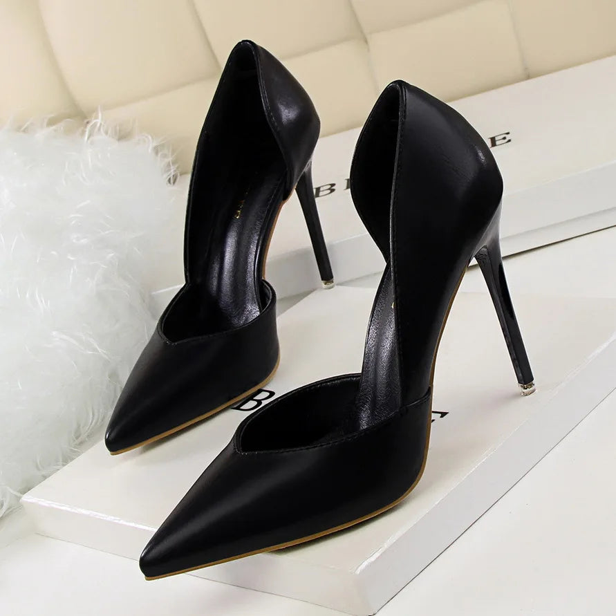 Stan Shark Woman Leather Pumps Thin Heels Solid Women Pumps Sexy  High Heels Pointed Toe  Shoes