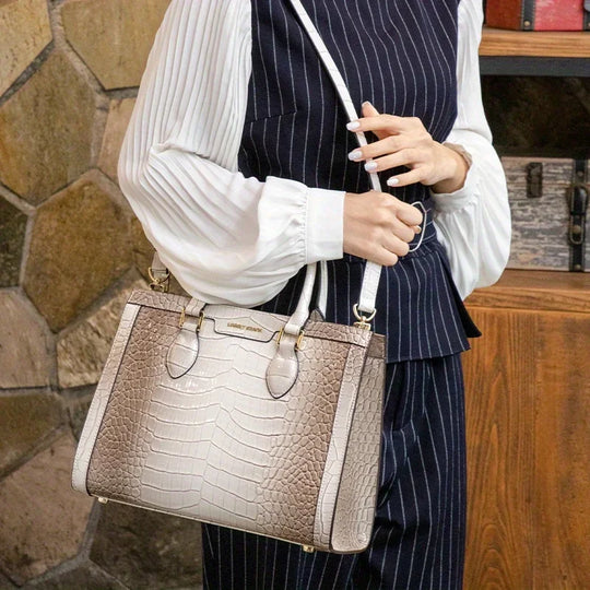 Women's Bag 2024 New High end High Capacity Handheld Shoulder Bag Light Luxury Crossbody Tote Bag Light Luxury Crocodile Pattern