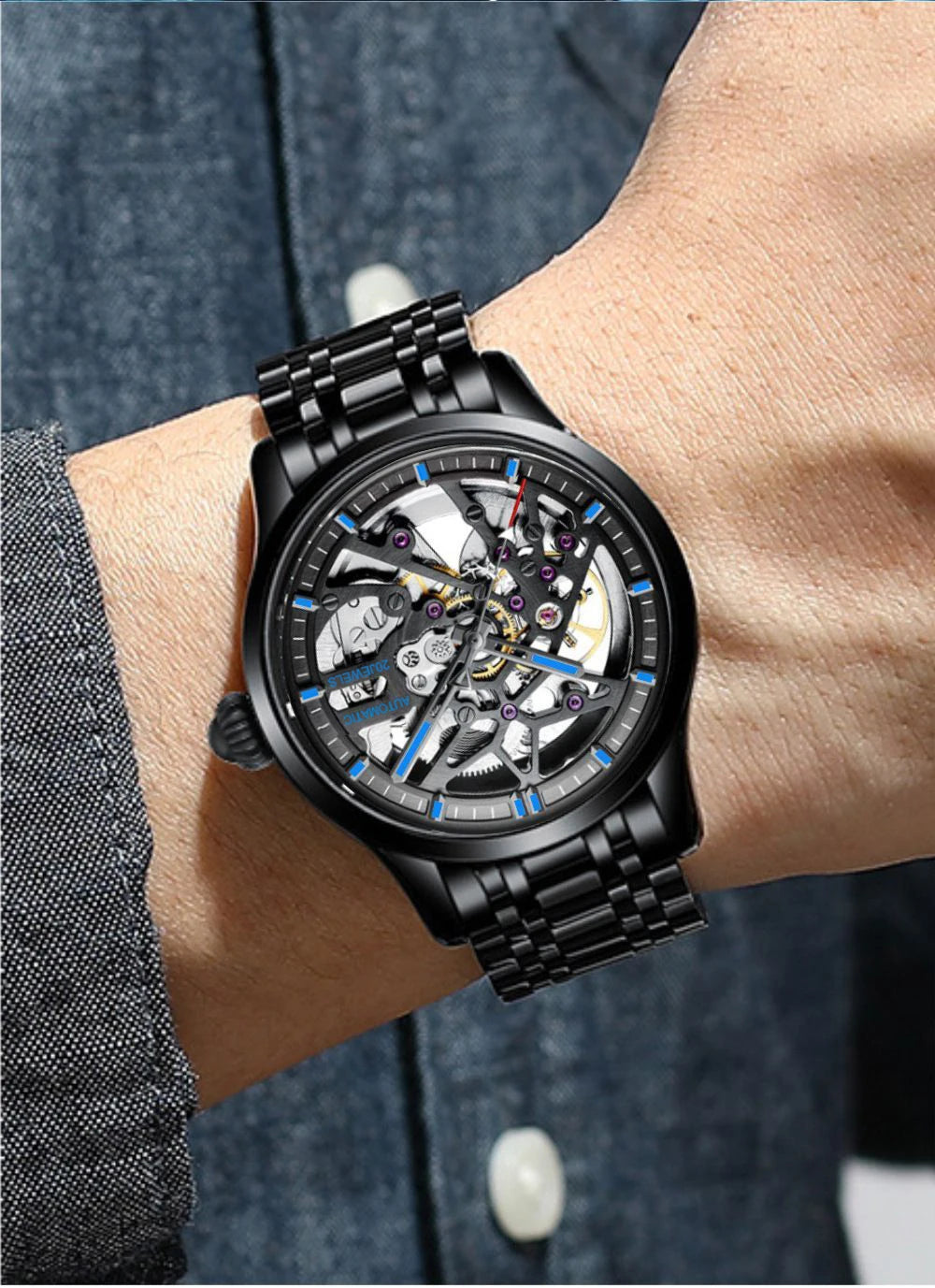 "2024 New Design Luxury Fashion Men's Watch - Top Brand, Automatic Skeleton Mechanical, Luminous Wristwatch"