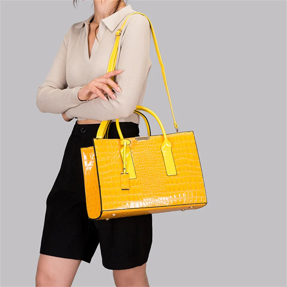 AMY MANG Large Capacity Crocodile Pattern Women Shoulder Tote Bag Leather Purses and Handbags for Women Designer Luxury Ladies Hand Bags