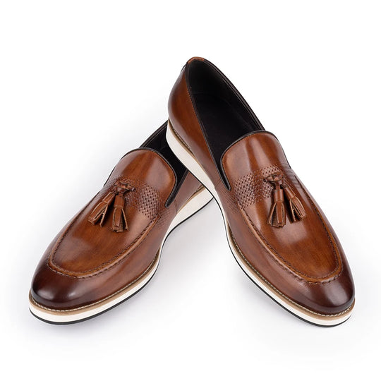 Men's Slip on British Style Leather Loafers Casual Dress Shoes for Men