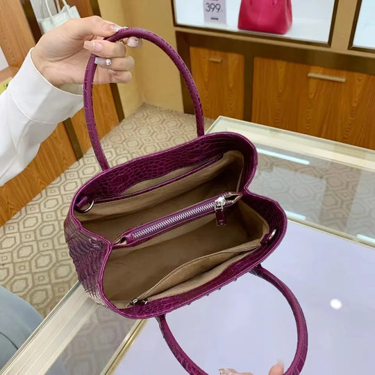 Luxury Fashion Genuine Leather Women Handbags 2024 Crocodile Pattern Portable Tote Bag Large Capacity Shoulder Messenger Bags