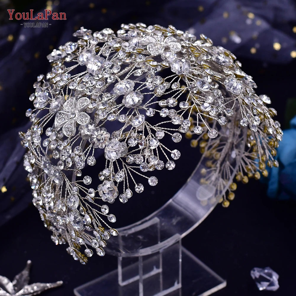 Bridal Tiara Crystal Wedding Crown Hair Accessories Luxury Bride Headdress Alloy Flower Headband Pageant Headwear