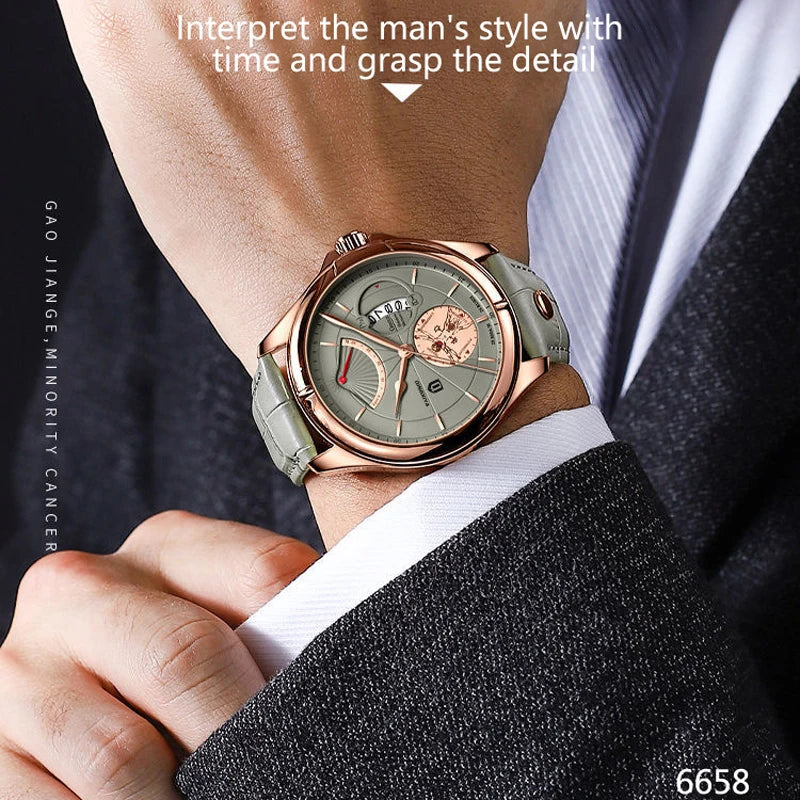 "QINGXIYA Men's Luxury Sport Wristwatch - Top Brand, Waterproof, Fashion Leather Strap, Date Quartz Watch"