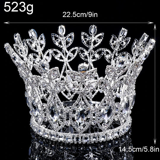 Stone fans Exaggerate Leaf Rhinestone Crown Queen Hair Accessories 2024 Lady Hollow Crystal Miss World Crown Tiara Party Jewelry