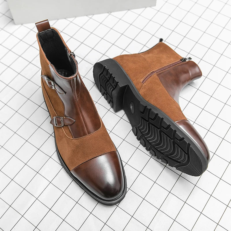 Men's Comfortable Casual Dress Boots, High-Quality Leather, New Fashionable Formal Non-Slip Dress Boots