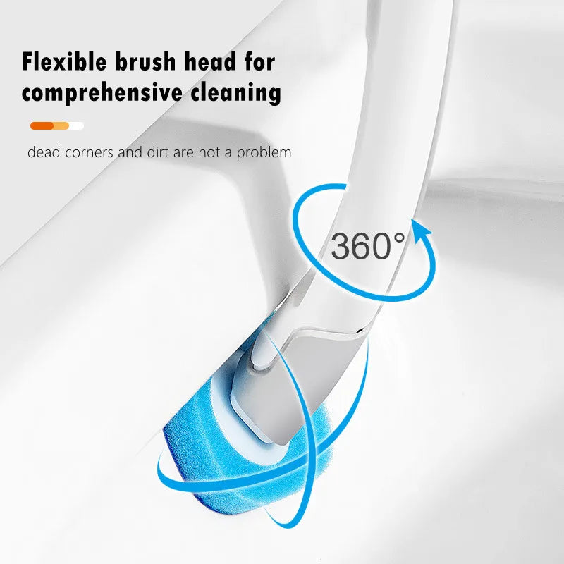 Wall-Mounted Disposable Toilet Brush with Cleaning Liquid - Easy Replace Head Bathroom Cleaning Accessory