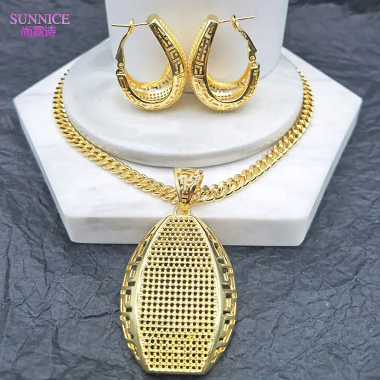 Luxury 18k Gold Plated Jewelry Set for Women,  Italian Jewelry Sets,  Necklace and Earrings