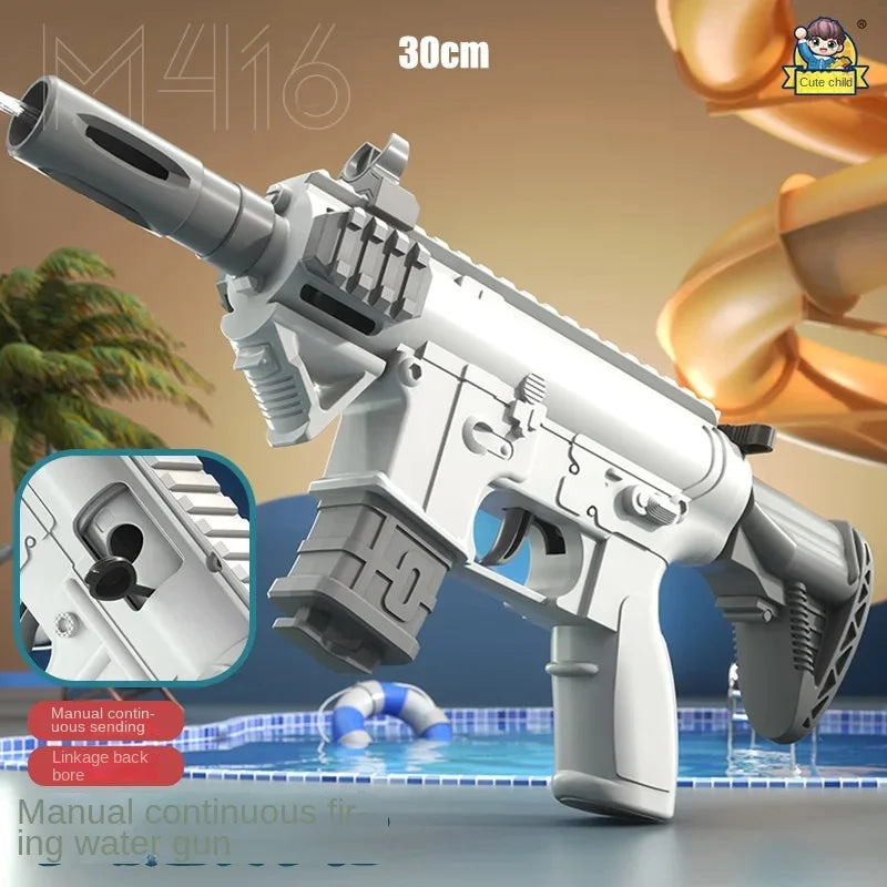 "M416 Manual Water Gun: Portable Outdoor Beach Shooter for Boys, Girls, and Adults - Ideal Summer Game Toy for Ages 3-6"