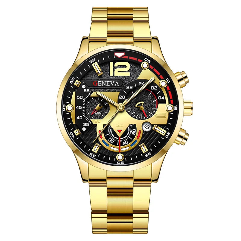 "Luxury Men's Watch - Fashionable Stainless Steel, Quartz Movement, with Calendar Wristwatch"