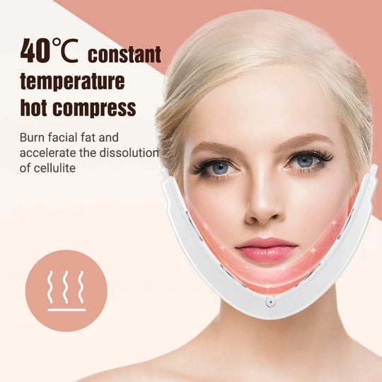 LED Photon Therapy & Heated Vibration Massager: Facial Slimming & Lifting Device for Double Chin Reduction and V-Face Contouring