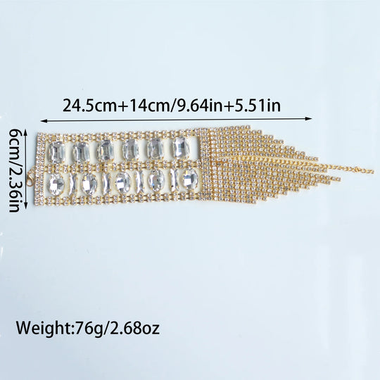 Exaggerate Luxury Fashion Multi layered Rhinestone Long Bracelet Bling Big Crystal Party Tassel Bracelet Bridal Wedding Jewelry