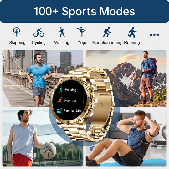 "LIGE Men's AI Voice Control Smart Watch - Outdoor Sport Fitness Bracelet, Bluetooth Call, Heart Rate and Blood Pressure Tracker"