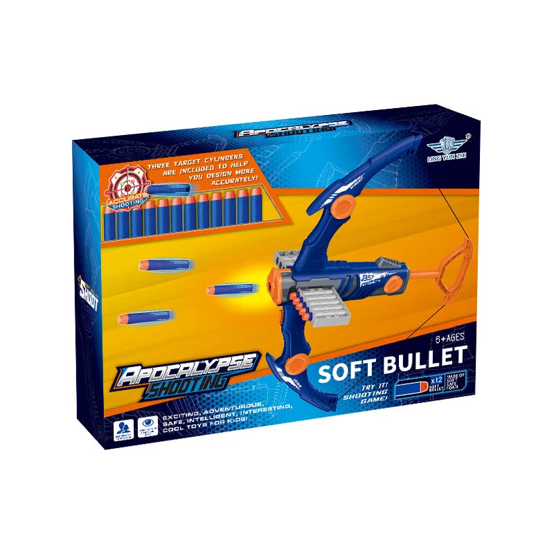 "Kids' Safe Soft Bomb Archery Set: 12-Shot Continuous Launch Crossbow for Outdoor Fun"