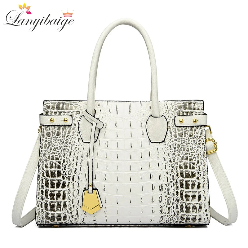 2024 Luxr Handbag Forury Leathe Women New Ladies Crocodile Pattern Shoulder Crossbody Bag Large Capacity Shopper Casual Tote Sac