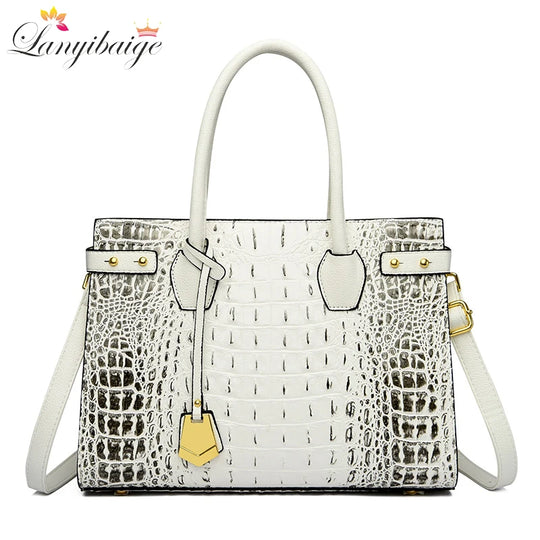 2024 Luxr Handbag Forury Leathe Women New Ladies Crocodile Pattern Shoulder Crossbody Bag Large Capacity Shopper Casual Tote Sac