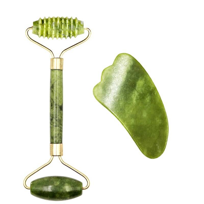 Guasha Natural Stone Massage Face Jade Roller Gua Sha Massage Tool Set .