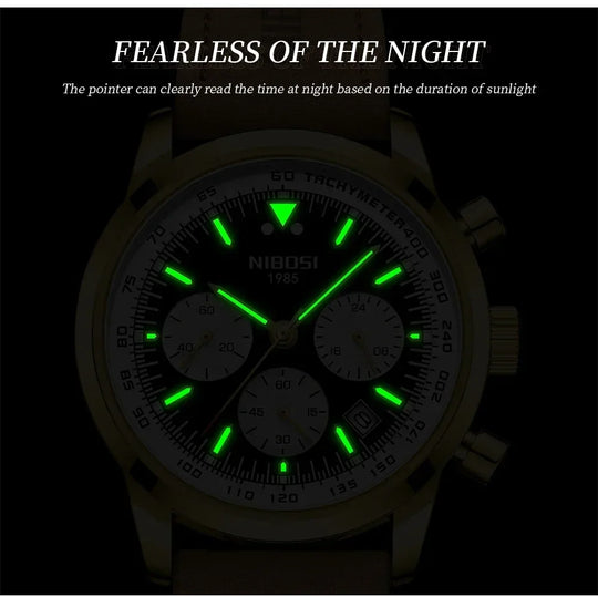 NIBOSI New Luxury Man Watch Waterproof Chronograph Luminous Men's Wristwatch Leather Men Quartz Watches Casual Relogio Masculino