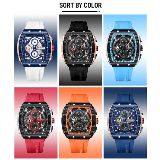 "CURREN Luxury Square Quartz Men's Watch - Top Brand, Waterproof, Luminous Chronograph, with Date Function"