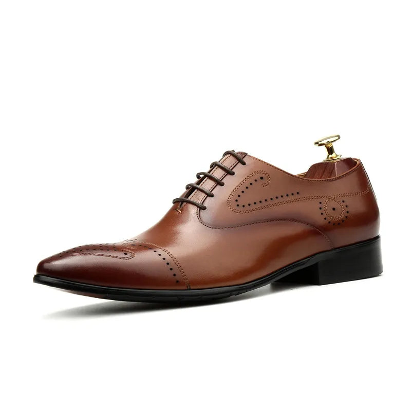 Handcrafted Men's Dress Shoes, Luxury Genuine Leather, New British Style Brogues, Business Footwear for Men