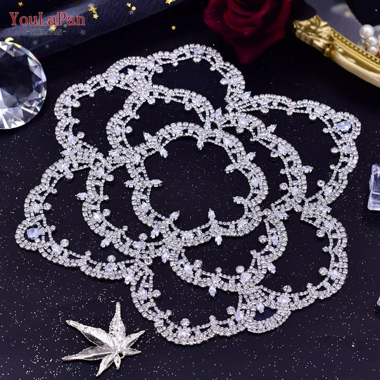 Rhinestone Bridal Headband Big Flower Shape Headdress for Women Crystal Hollow Wedding Headpiece Zircon Headwear