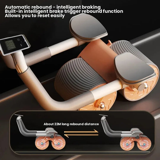 2024 Upgraded Version Of Double-Wheel Abdominal Roller Arm Abdominal Device Automatic Rebound Intelligent Timing Exercise Roller