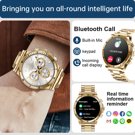 "LIGE Men's AI Voice Control Smart Watch - Outdoor Sport Fitness Bracelet, Bluetooth Call, Heart Rate and Blood Pressure Tracker"