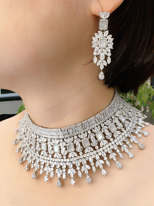 4pcs Bridal Zirconia Full Jewelry Sets For Women Party, Luxury Dubai Crystal Wedding Jewelry Sets