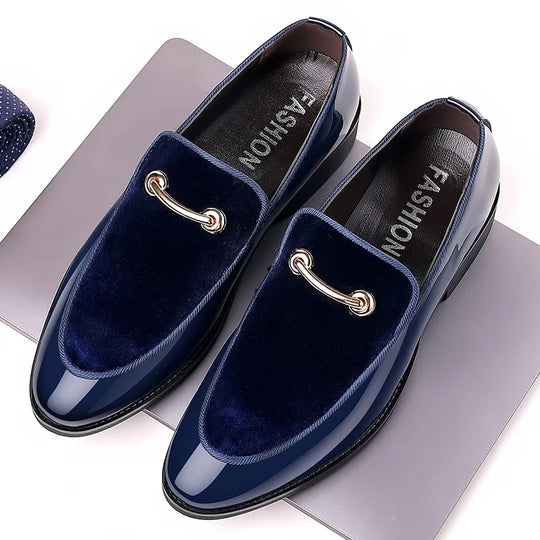 Men's Dress Shoe Elegant Italian  Slip on Loafers Male Point Toe Velvet Shoes