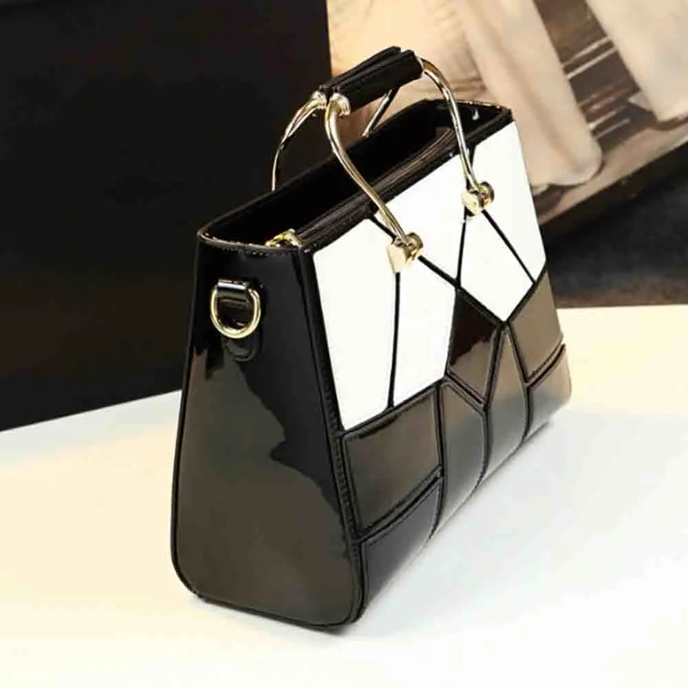 2024 Elegant Plaid  Leather Handbag: Luxury Top Handle Bag for Women