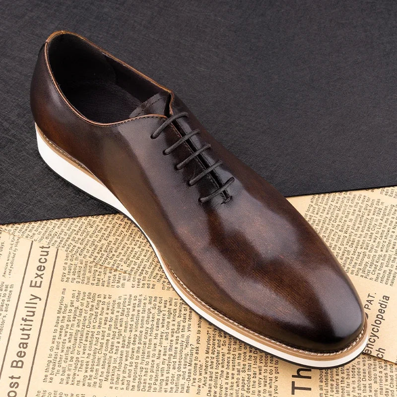 Casual Men Shoes Top Layer Genuine Cow Leather Business Sneakers Dress Luxury Handmade Free Shipping High Grade Brand  Men Shoes