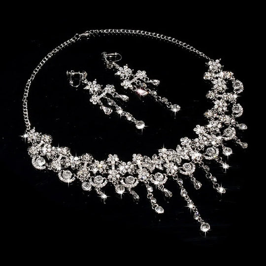 3 Pcs/Set Women Necklace + Earrings Crystal Wedding Party Bride  Necklaces Earring Accessories Kit 2024