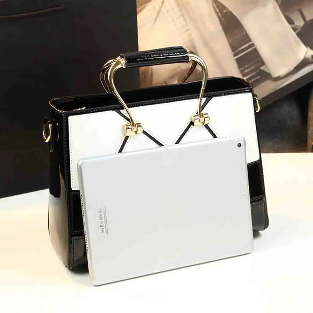 2024 Elegant Plaid  Leather Handbag: Luxury Top Handle Bag for Women