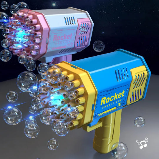 "40-Hole Handheld Automatic Bubble Blaster: Space Light-Up Electric Toy for Kids - Batteries and Bubble Solution Not Included"