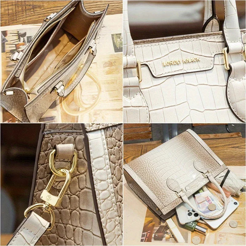 Women's Bag 2024 New High end High Capacity Handheld Shoulder Bag Light Luxury Crossbody Tote Bag Light Luxury Crocodile Pattern