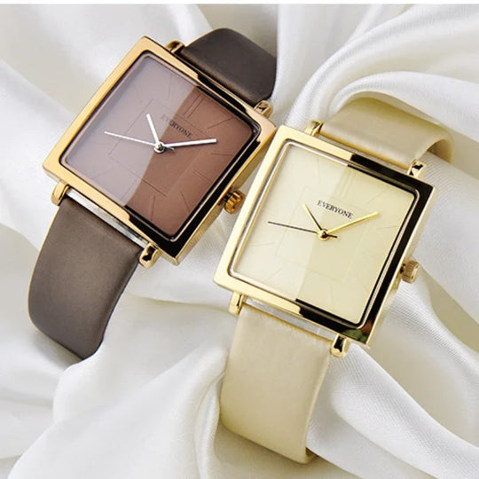 "Elegant Square Women's Watch - Leather Band Quartz, Simple Dress Business Style, Waterproof"