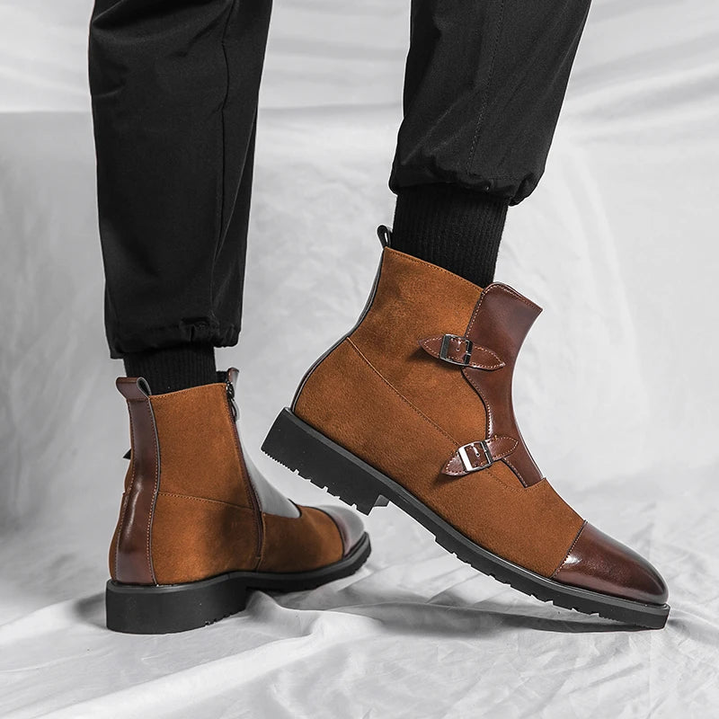 Men's Comfortable Casual Dress Boots, High-Quality Leather, New Fashionable Formal Non-Slip Dress Boots