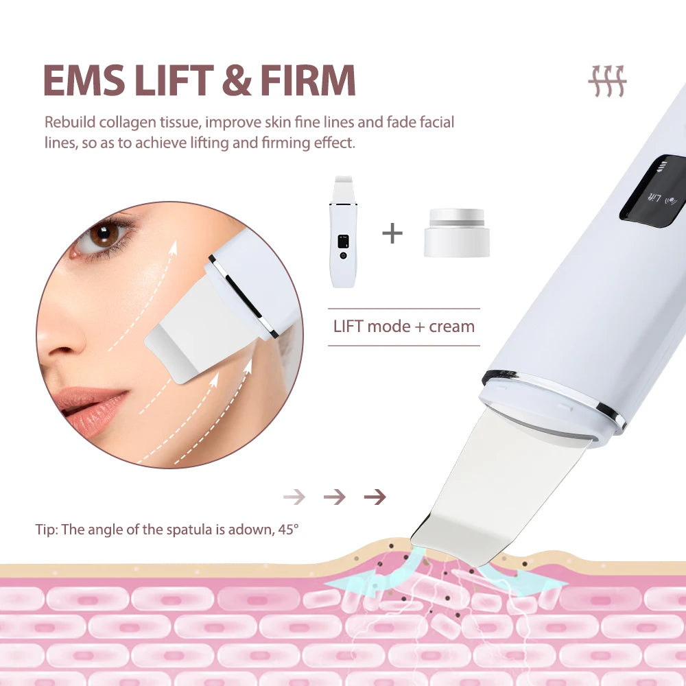 7-in-1 RF&EMS Lifting Facial Massager with LED Photon Therapy, Ultrasonic Skin Scrubber, and Peeling Shovel - Multifunctional Skincare Device