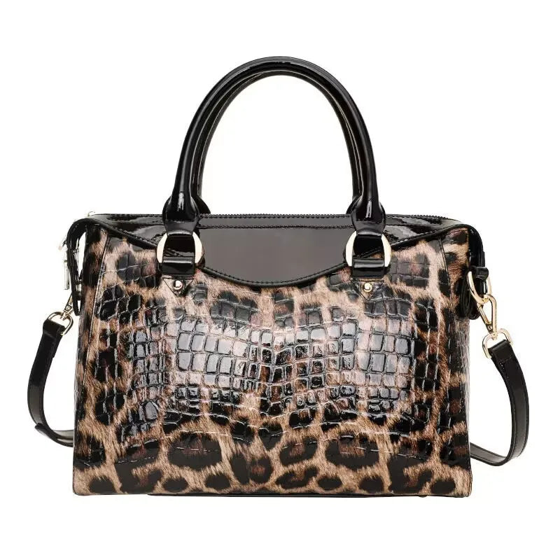 Aidrani Genuine leather women's bag, leopard print handbag, large-capacity scalp layer, cowhide one-shoulder crossbody briefcase Luxury Hand Bag