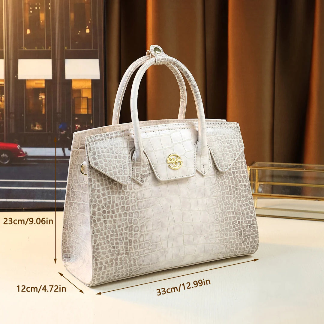 Light Luxury Women's Bag 2024 New Handbag Women's Large Capacity Crocodile Pattern Platinum Bag Middle aged Women's Bag