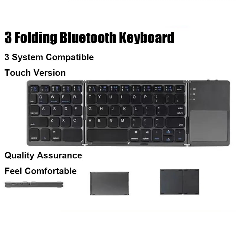 "Bluetooth Foldable Keyboard with Touchpad: Multi-Function Mini Keyboard for Windows, Android, iOS Phones"