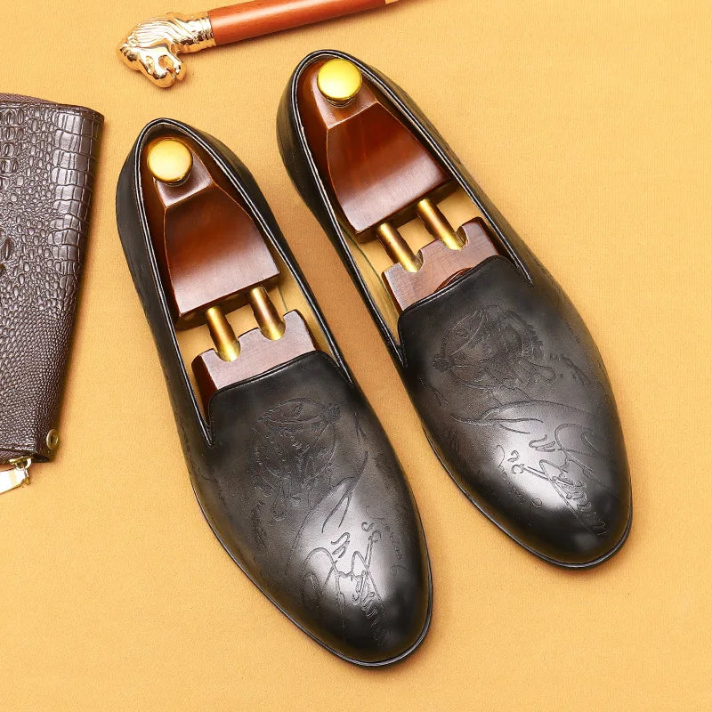 2024 Vintage Men's Dress Loafers, Luxury Genuine Leather, New Brand Designer Slip-On Shoes