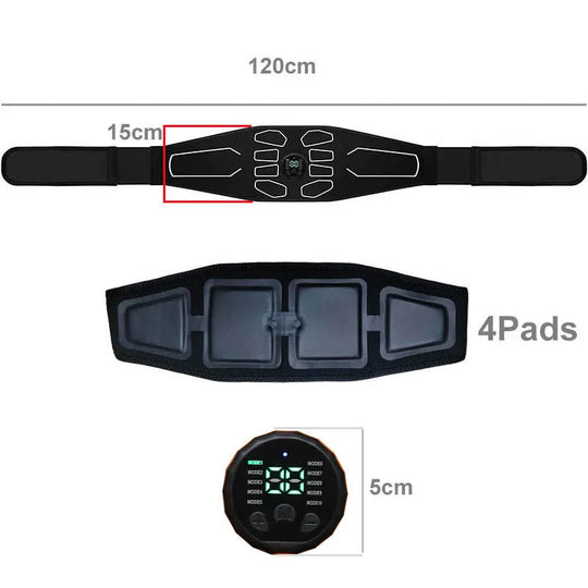 Electronic Abdominal Toning Belt: Abs Muscle Stimulator and Waist Trimmer - Fitness Massager for Body Slimming and Weight Loss