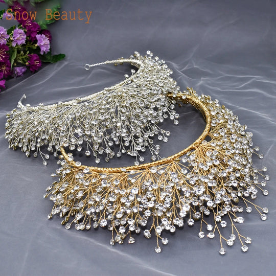 Luxury Wedding Crown Rhinestone Bridal Headpiece Handmade Bridal Hair Accessories Party Tiaras And Crown Women Hair Jewelry