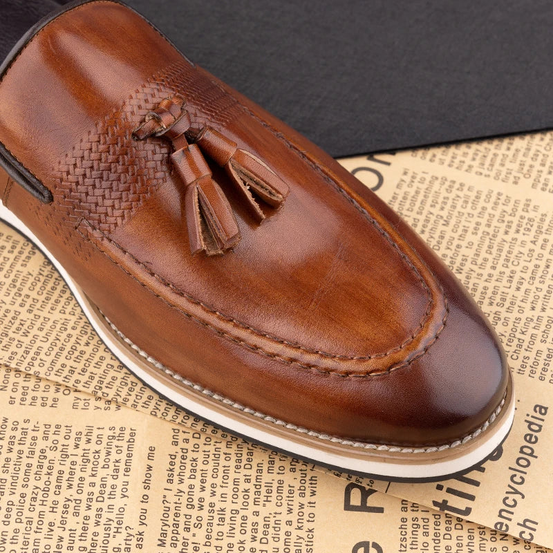 Men's Slip on British Style Leather Loafers Casual Dress Shoes for Men